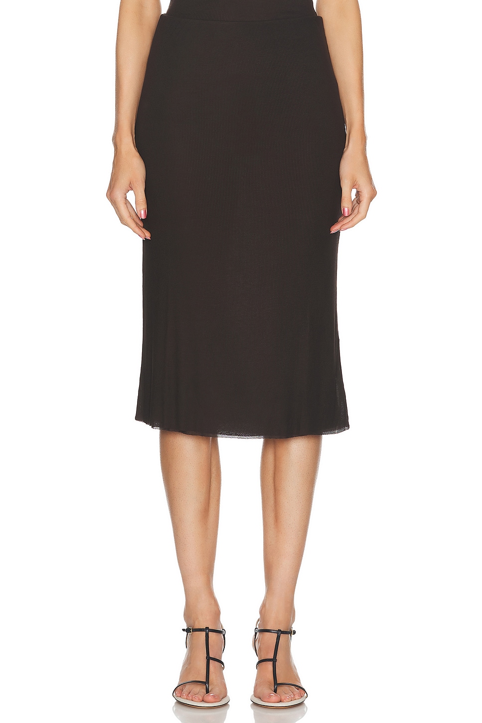 Image 1 of KHAITE Leema Skirt in Dark Brown