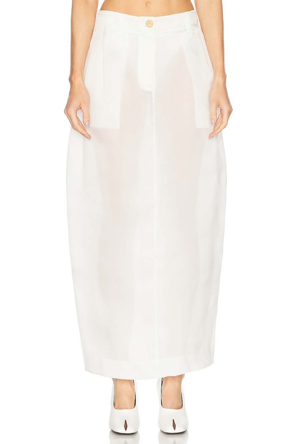 Image 1 of KHAITE Lucian Organza Skirt in Chalk