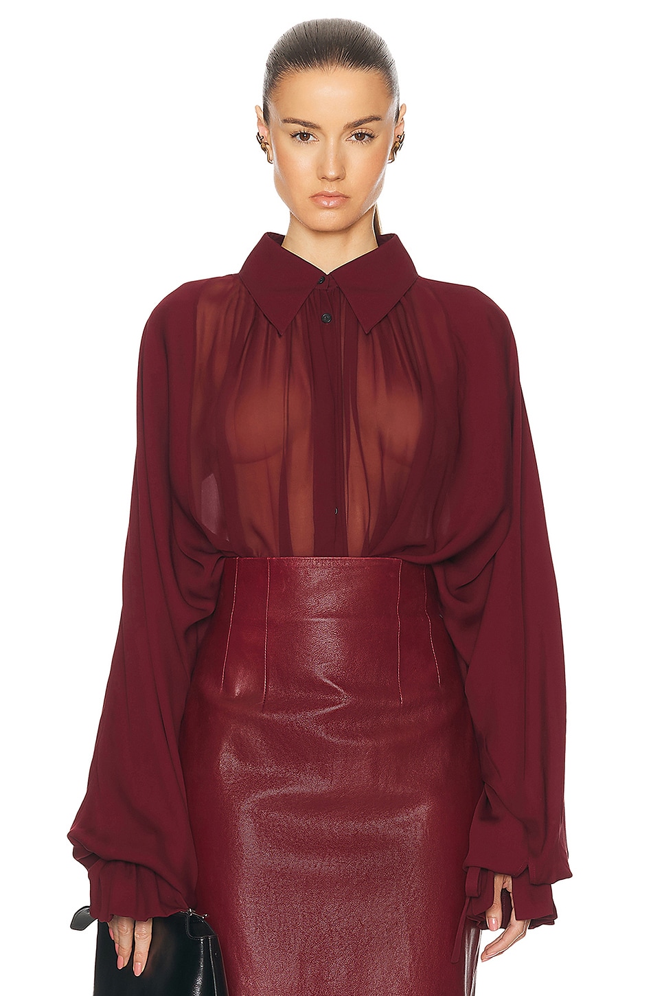 Image 1 of KHAITE Ceelo Top in Oxblood