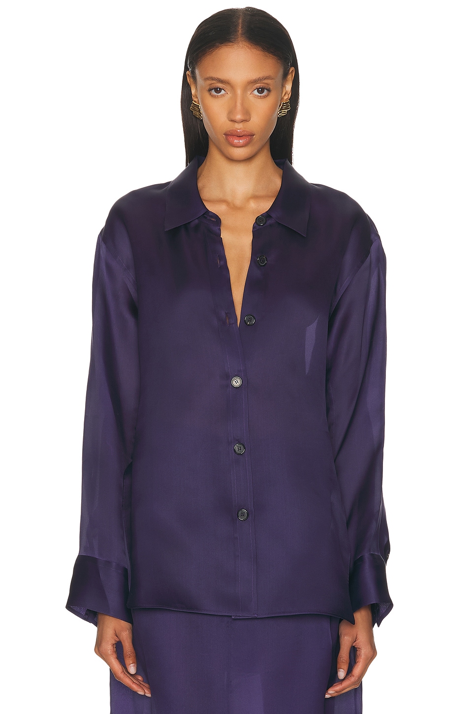 Image 1 of KHAITE Herschel Organza Top in Amethyst