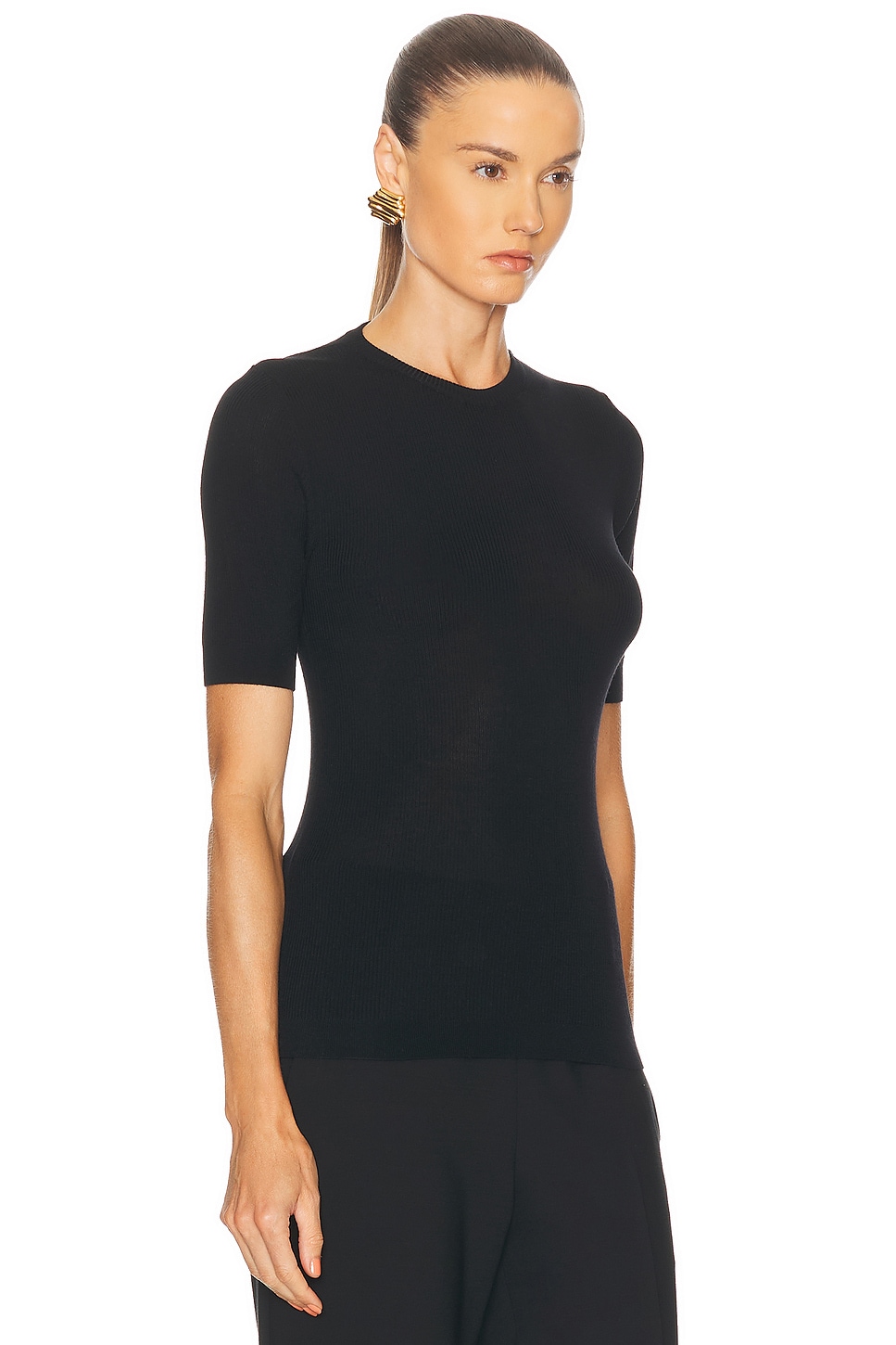 Khaite Celina Ribbed-knit Wool-blend Top In Black