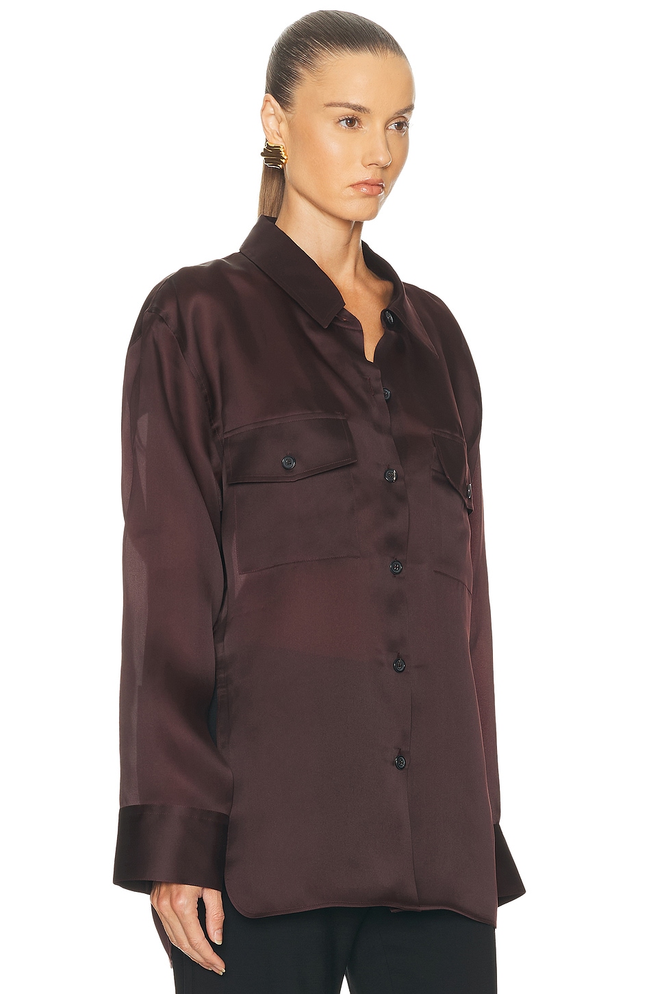 Khaite Womens Almandine Matteo Relaxed-fit Silk Shirt In Burgundy