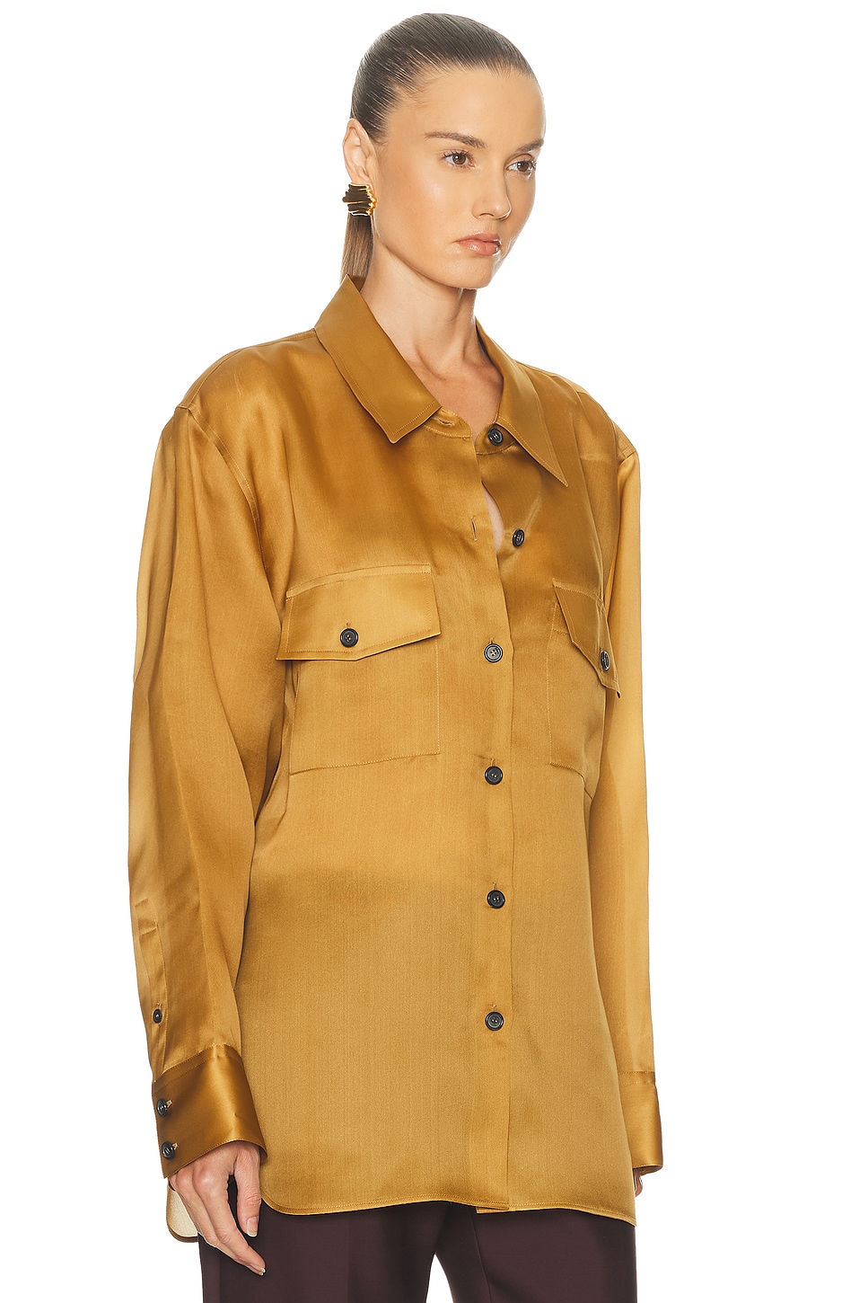 Khaite Ocher Compact Organza Matteo Shirt In Yellow