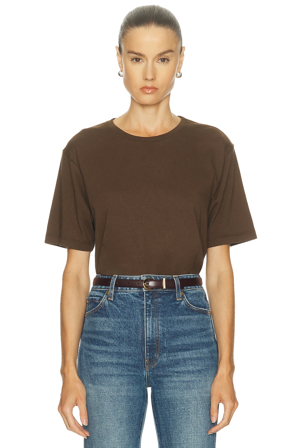 Image 1 of KHAITE Mae Short Sleeve Tee Shirt in Bark