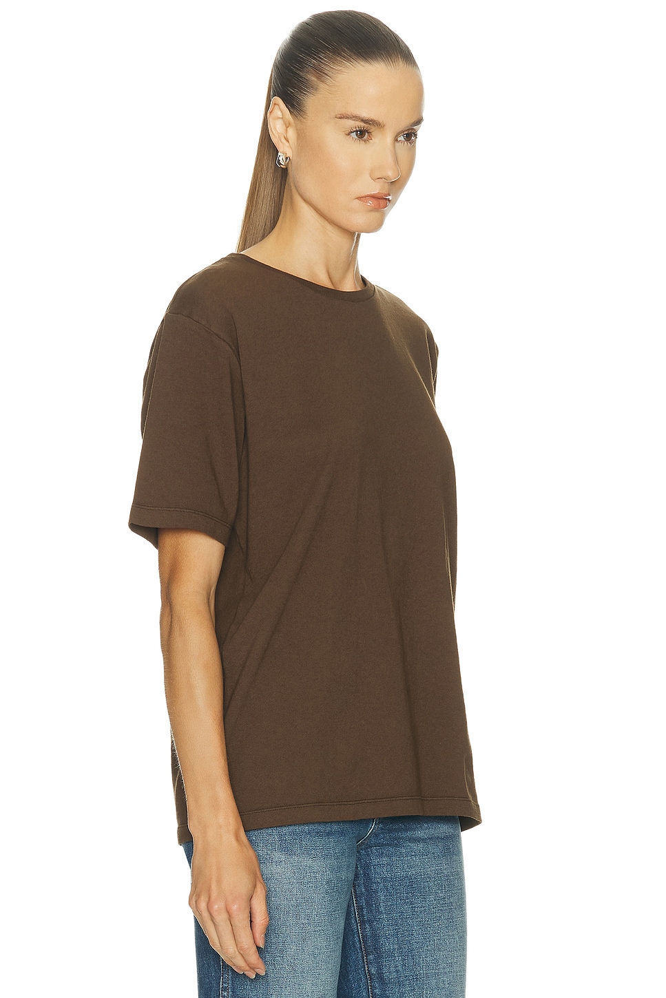 Khaite Mae Short Sleeve Tee Shirt In Brown