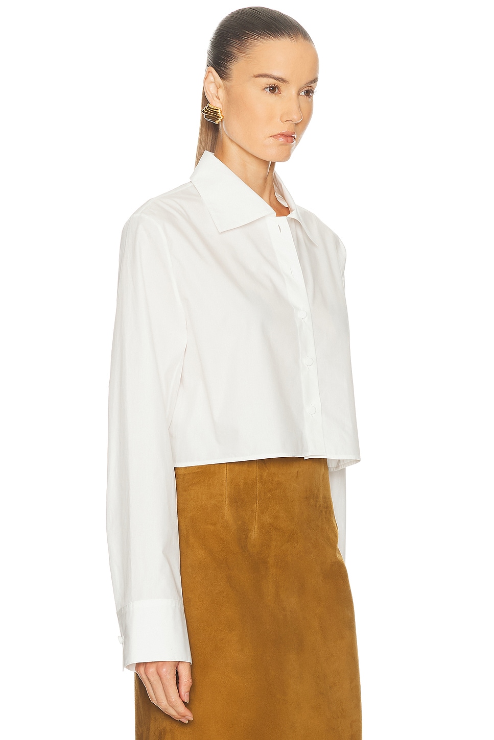 Khaite Jasen Crop Button-up Shirt In Animal Print