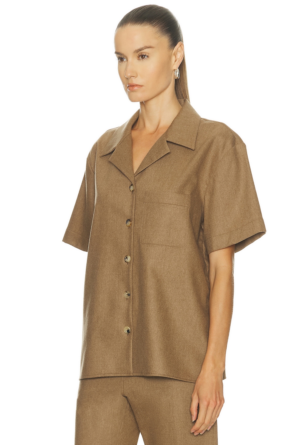 Khaite Short-sleeve Pocket Shirt In Brown