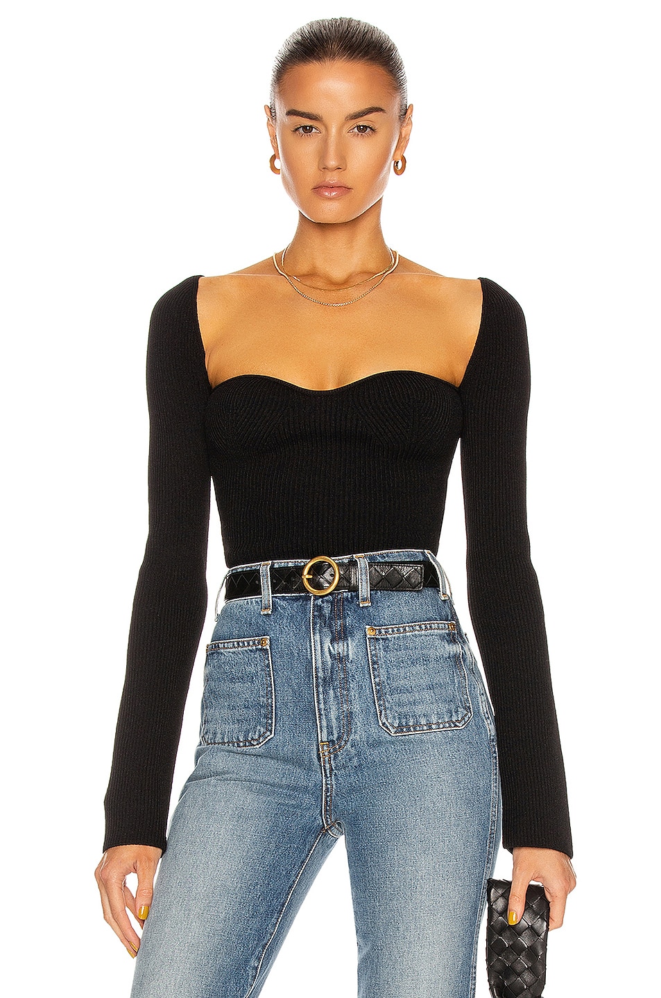Image 1 of KHAITE Maddy Long Bustier Top in Black