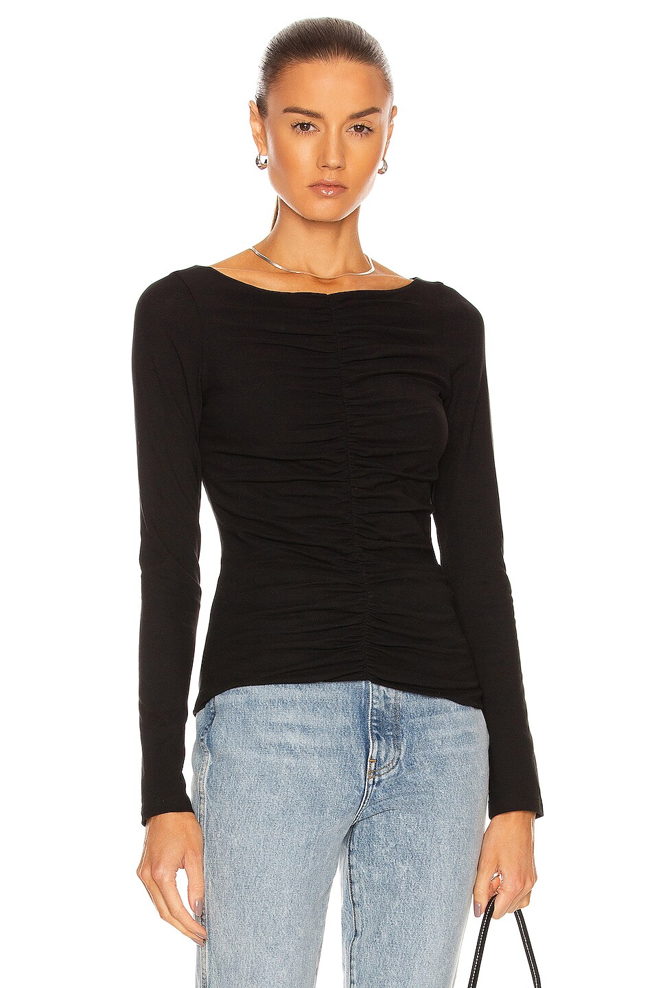 Image 1 of KHAITE Lance Ruched Top in Black