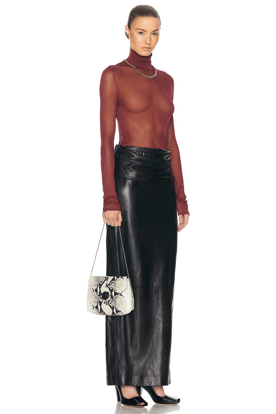 Khaite Bobbi Python Embossed Shoulder Bag In Natural
