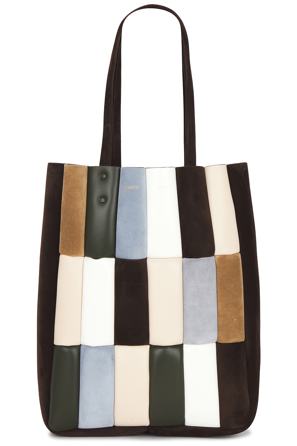 Khaite Womens Dark Brown Multi Zoe Patchwork Leather Tote Bag