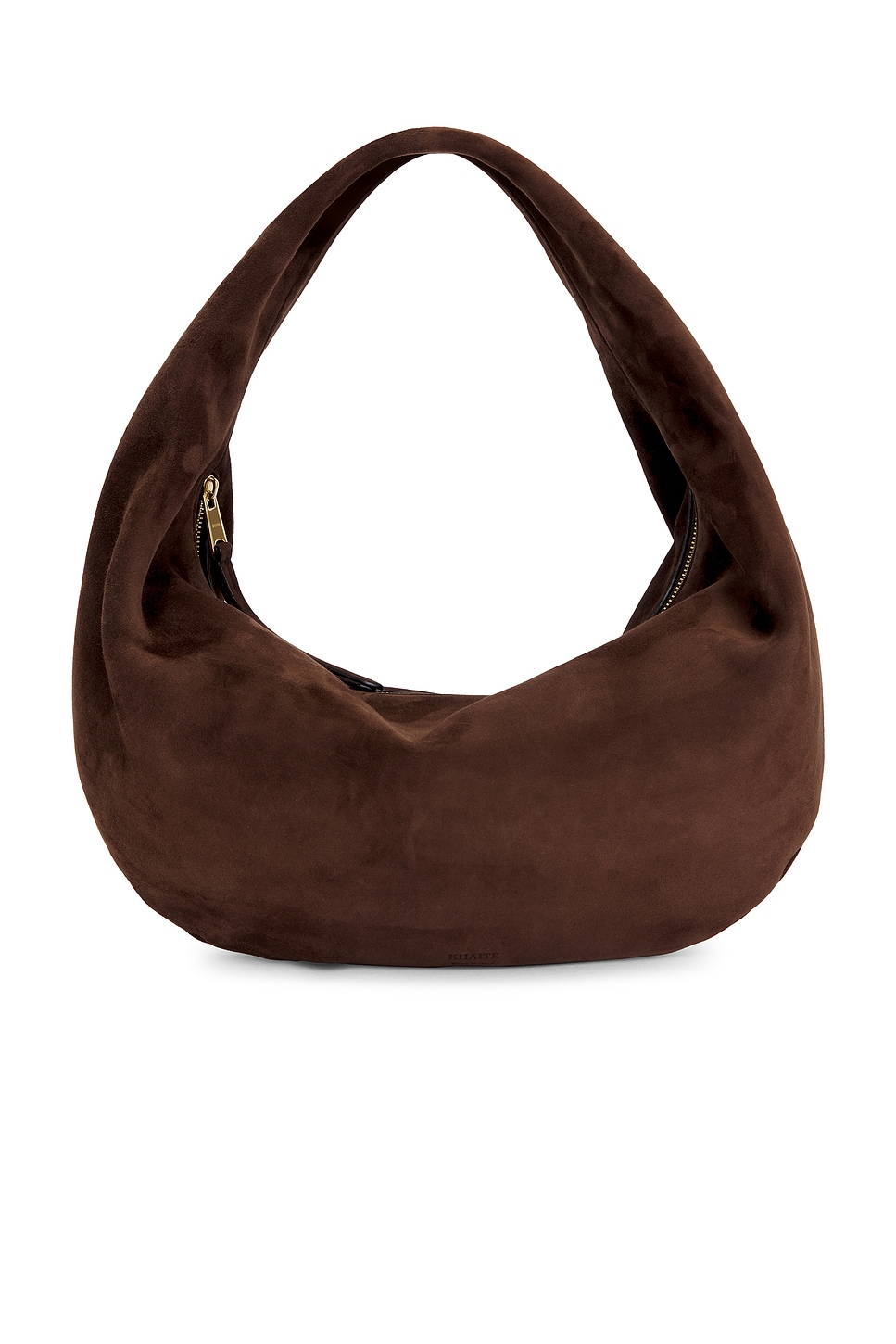 Khaite Olivia Medium Suede Top Handle Bag In Brown
