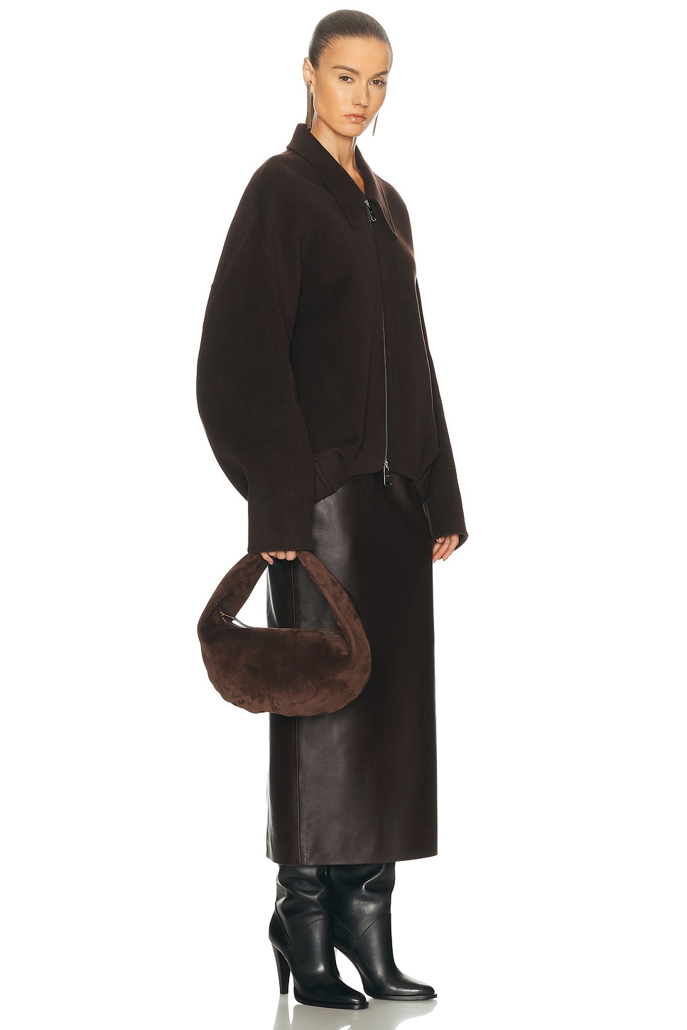 Khaite Olivia Medium Suede Top Handle Bag In Brown
