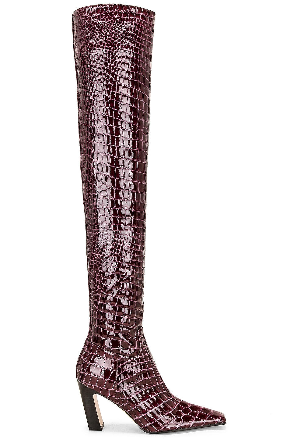Image 1 of KHAITE Marfa Classic Over The Knee Heel Boot in Bordeaux