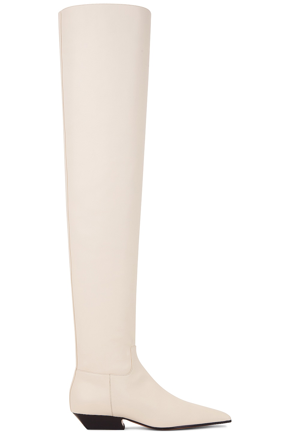 Marfa Classic Flat Over The Knee Boot in White