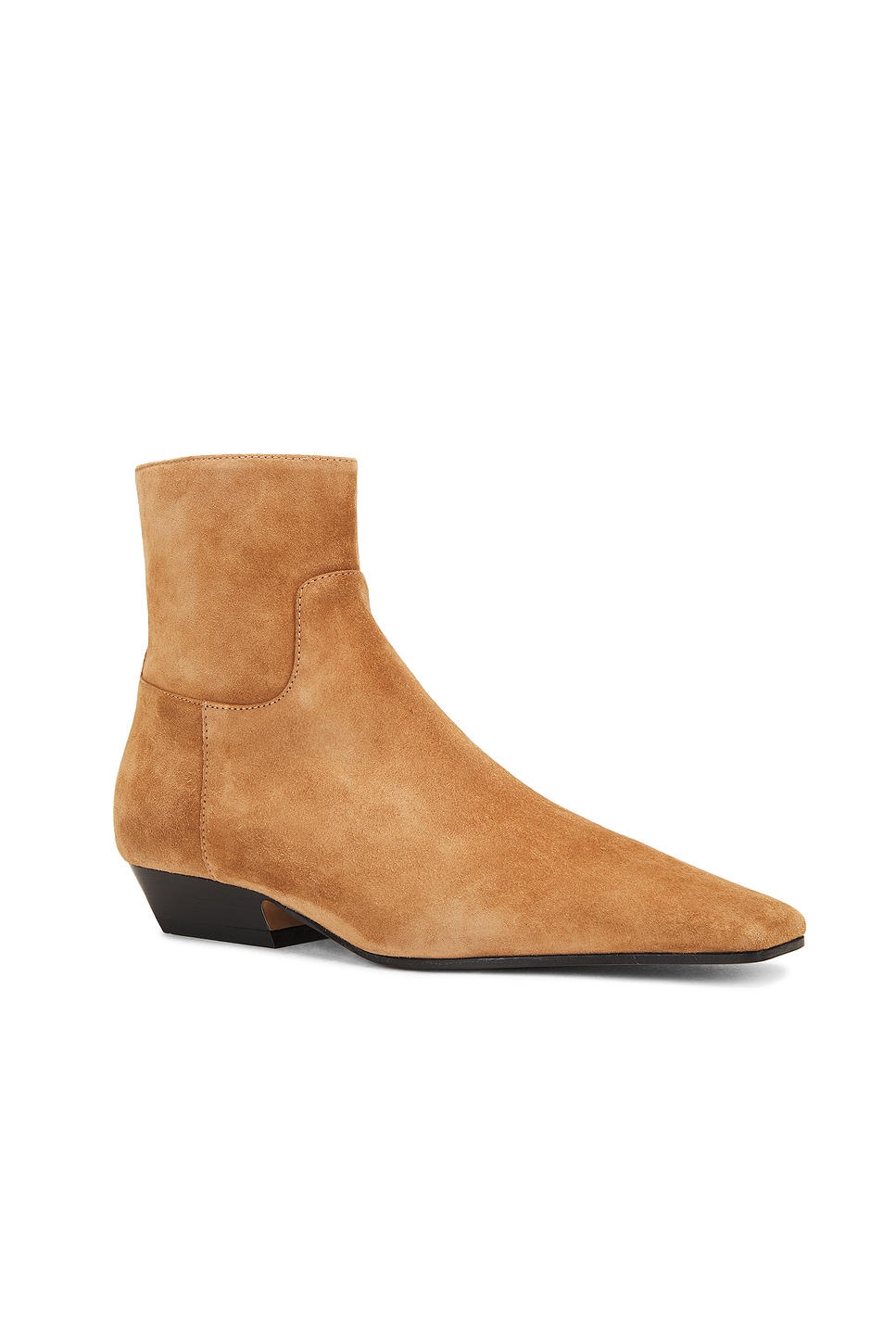 Shop Khaite Marfa Flat Ankle Boot In Camel