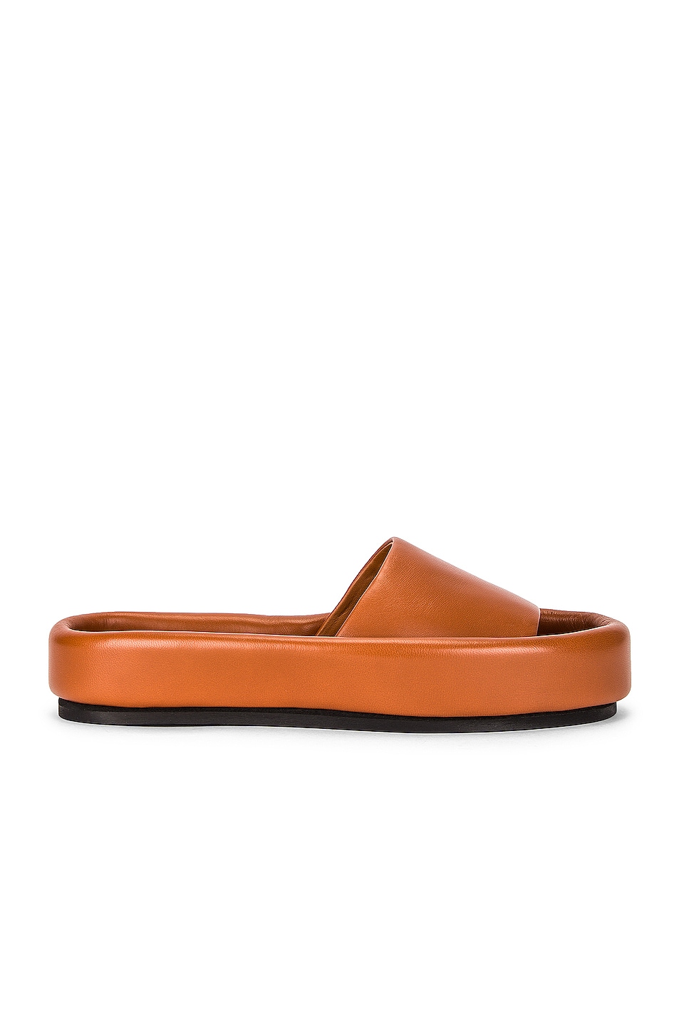 KHAITE Venice Pool Slides in Caramel | FWRD