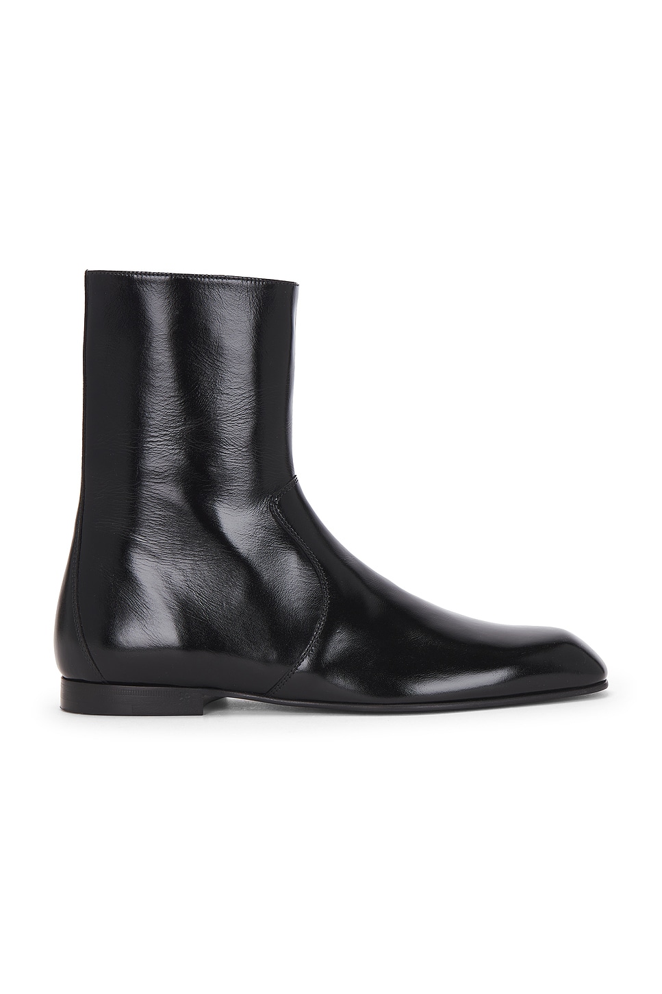 Khaite Colt Glossed-leather Ankle Boots In Black