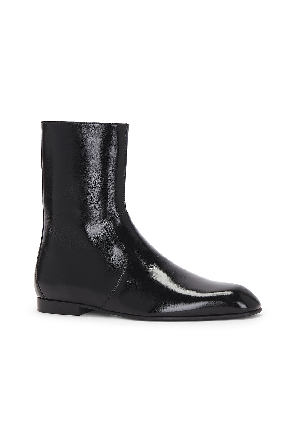 Khaite Colt Glossed-leather Ankle Boots In Black