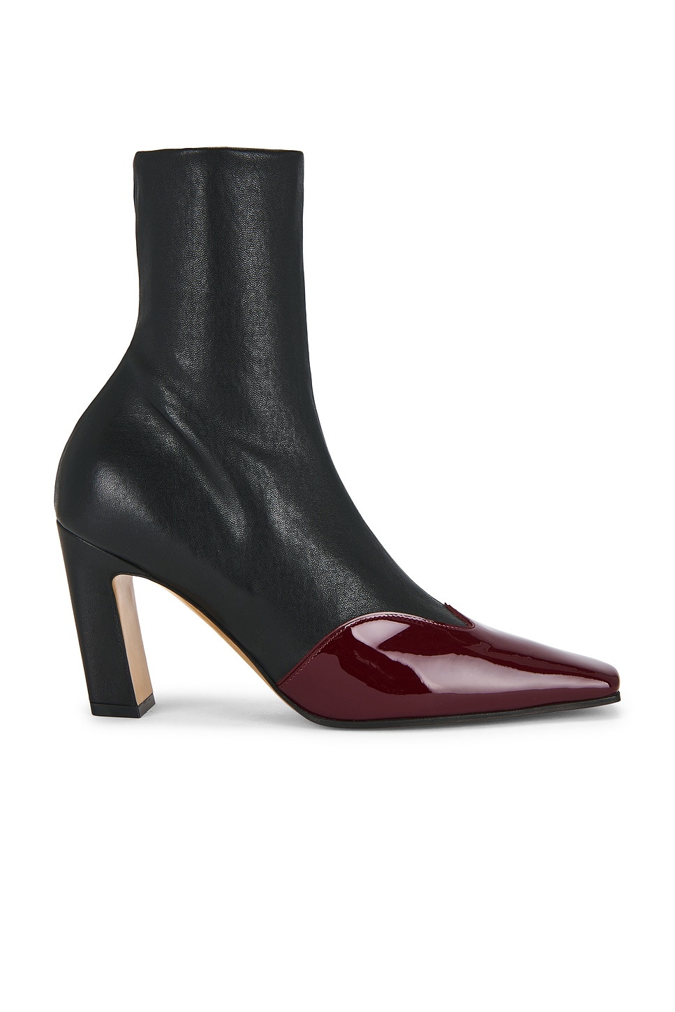 Image 1 of KHAITE Nevada Ankle Stretch Boot in Black & Oxblood