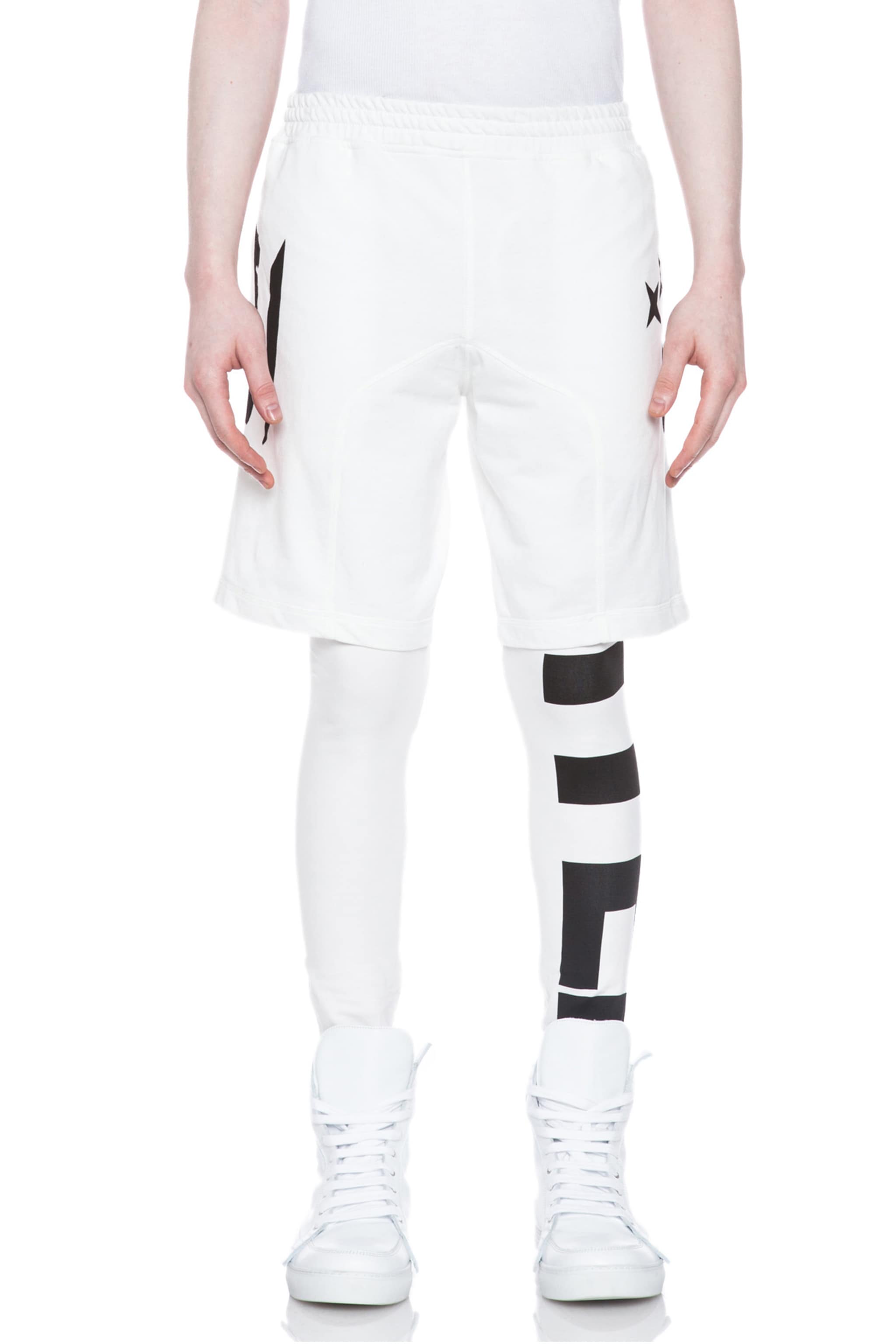 Image 1 of KTZ United Print Cotton Shorts with Leggings in White