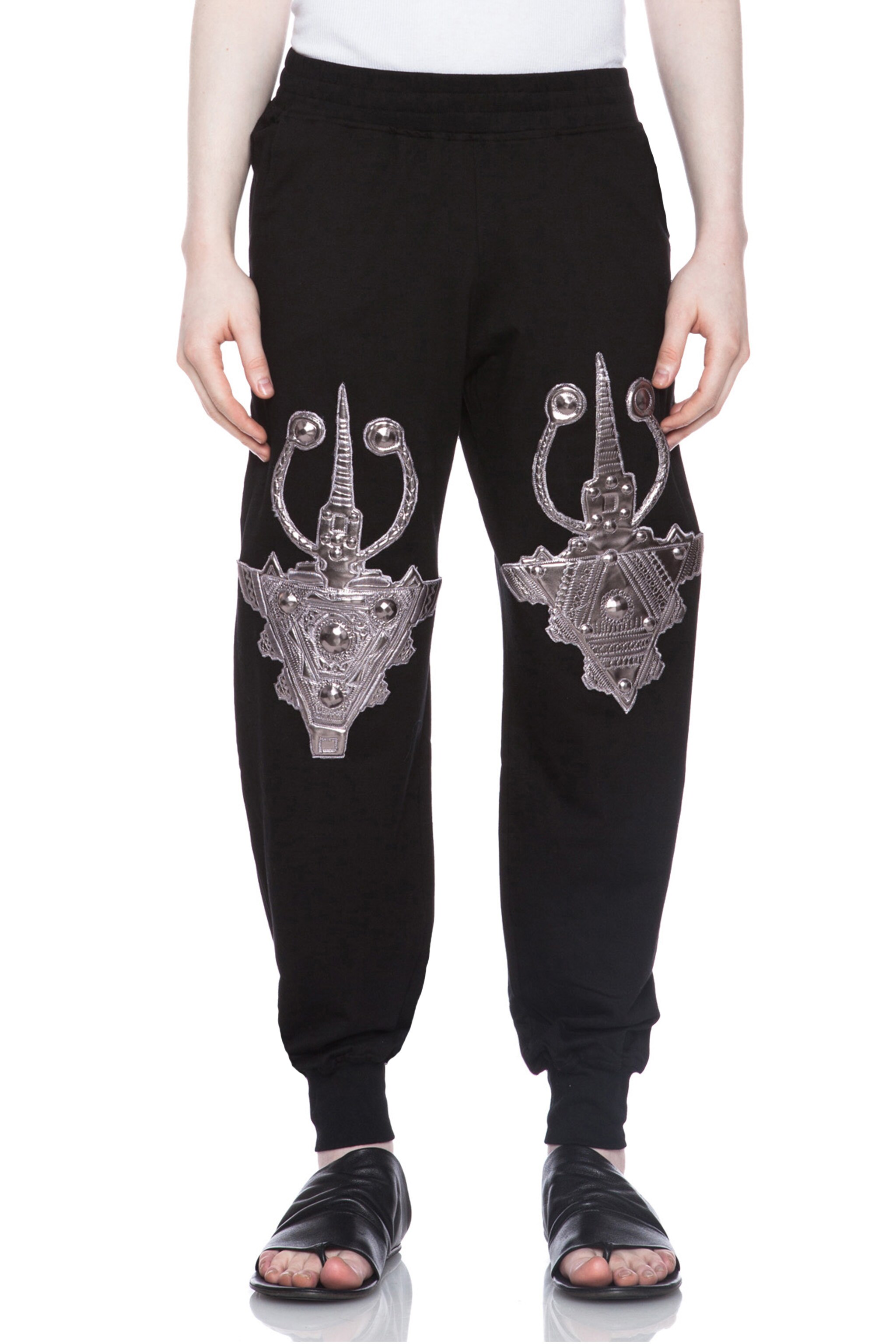 Image 1 of KTZ Cotton Jogging Pant with Metallic Patch in Black