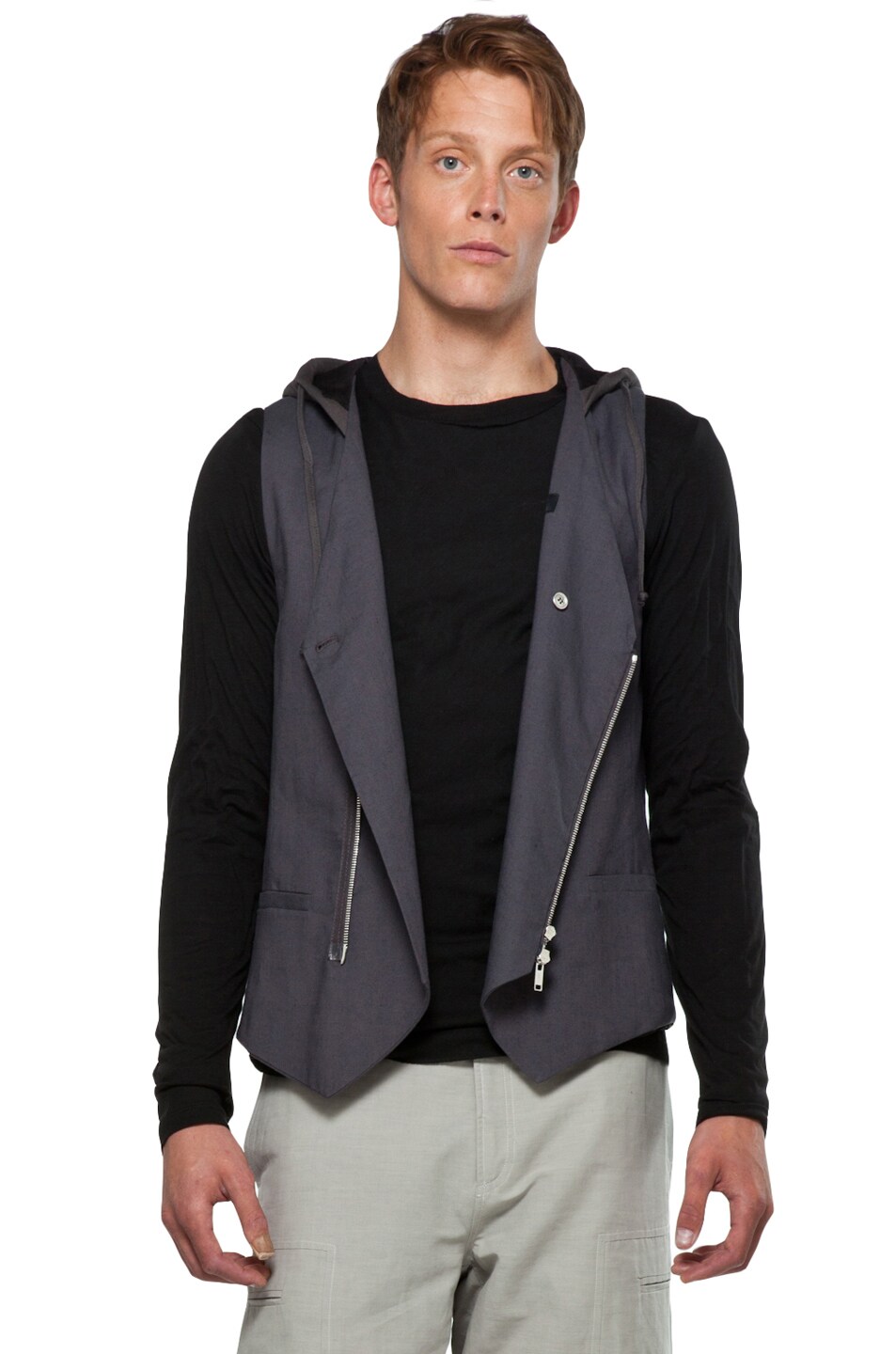 Image 1 of Kris Van Assche Vest w/Hood in Dark Grey