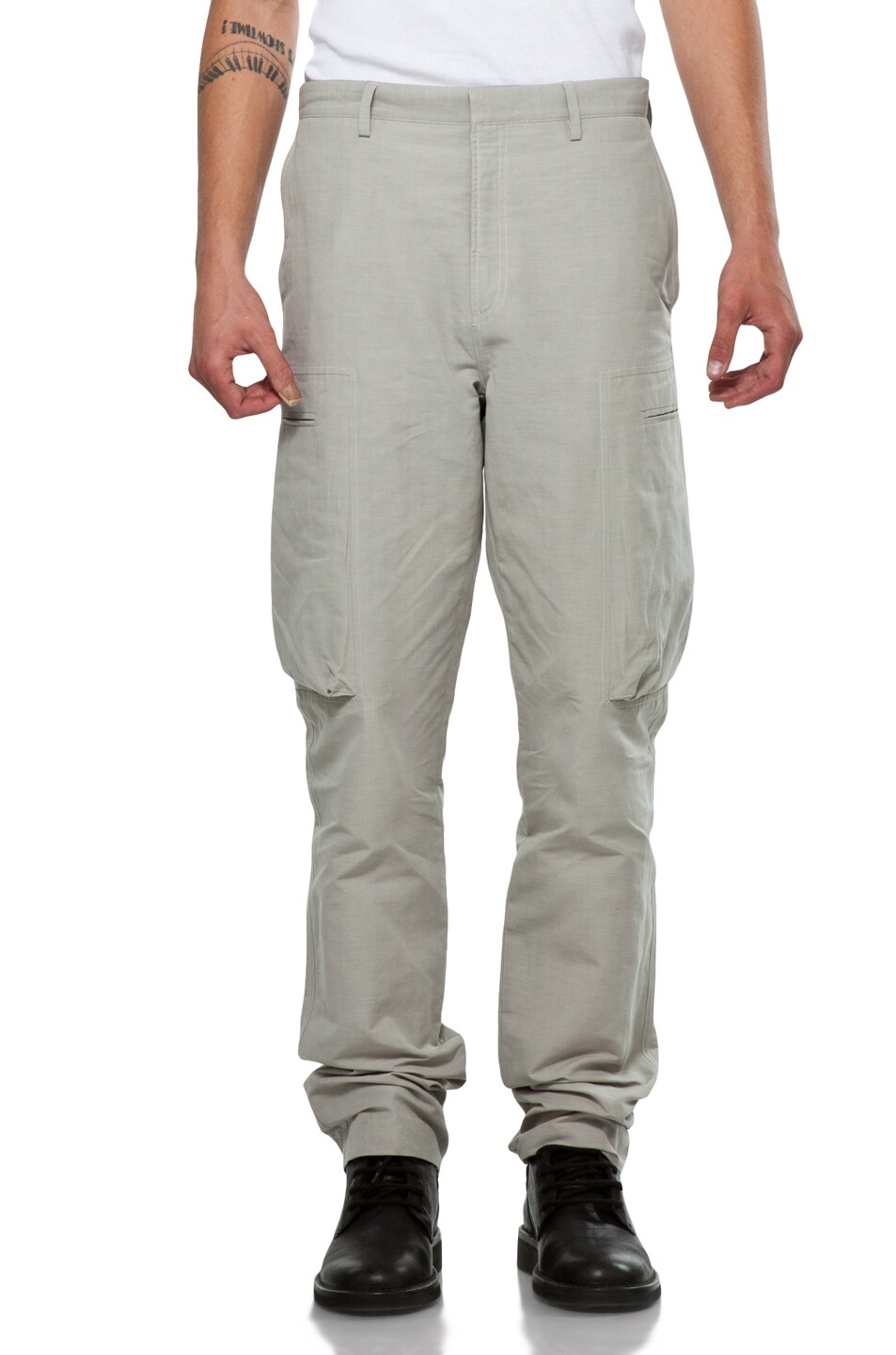 Image 1 of Kris Van Assche Cotton/Linen Twill Cargo Pant in Light Grey