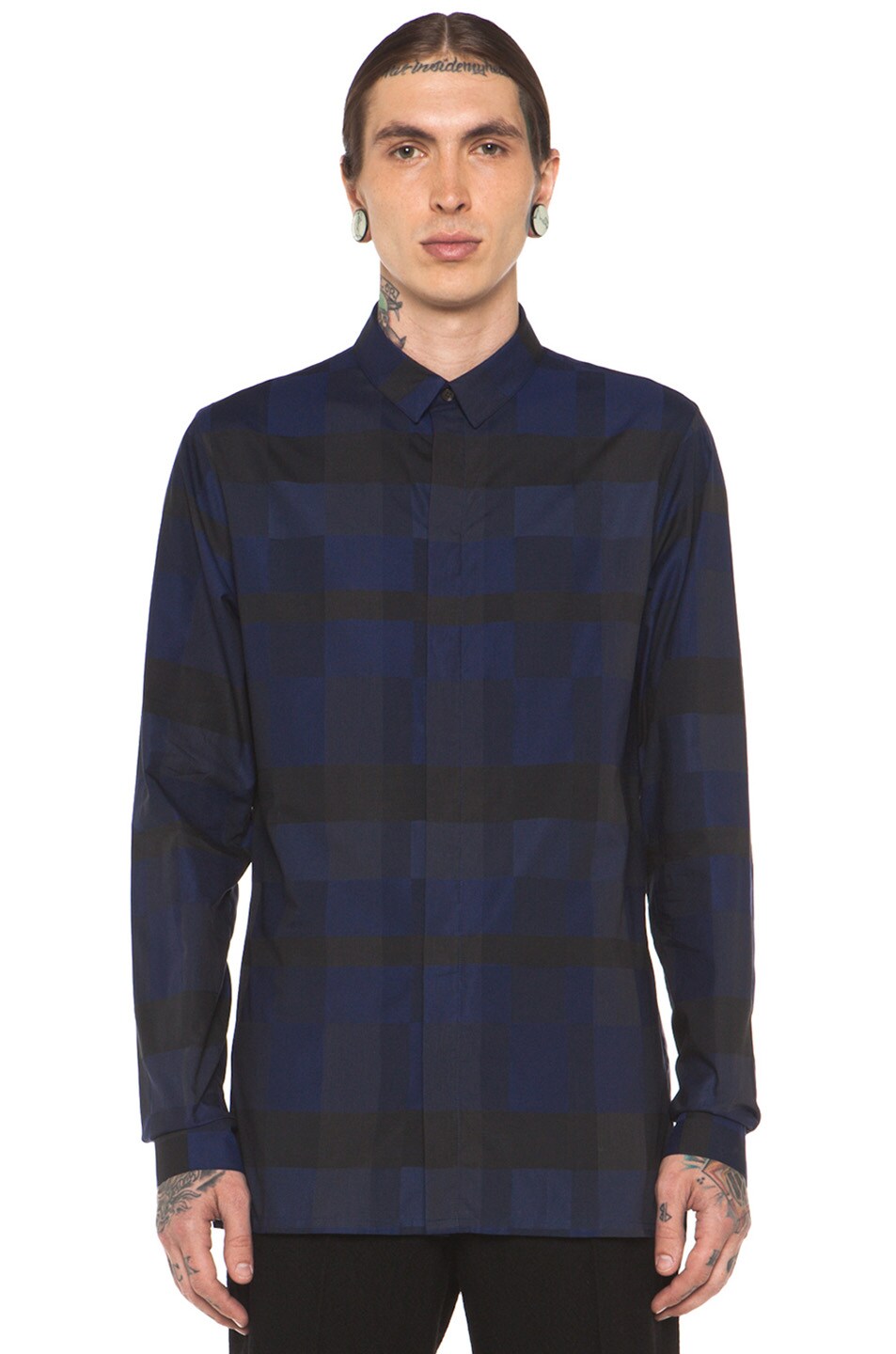 Image 1 of Kris Van Assche Check Poplin Shirt in Workwear Blue