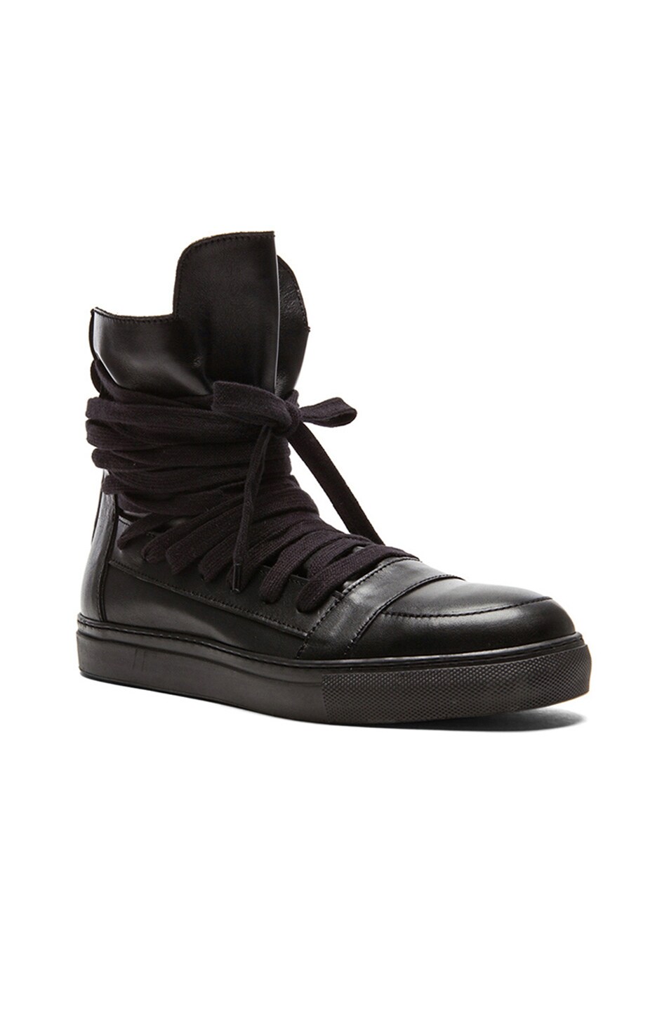 Image 1 of Kris Van Assche Multi Laces Calfskin Leather Sneakers in Black