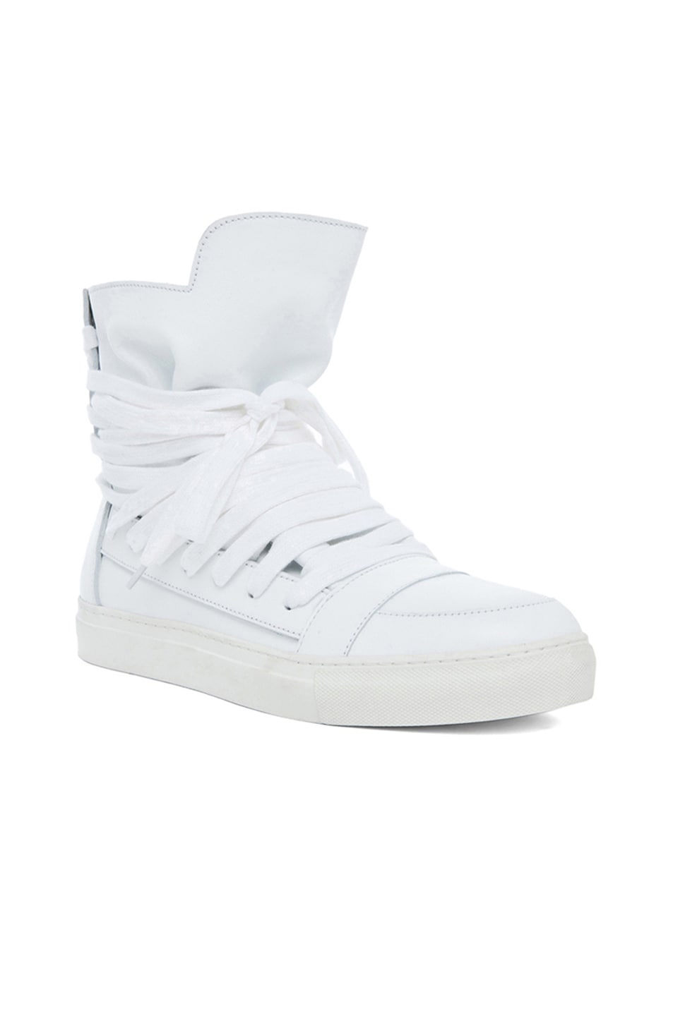 Image 1 of Kris Van Assche Multi Laces Calfskin Leather Sneakers in White