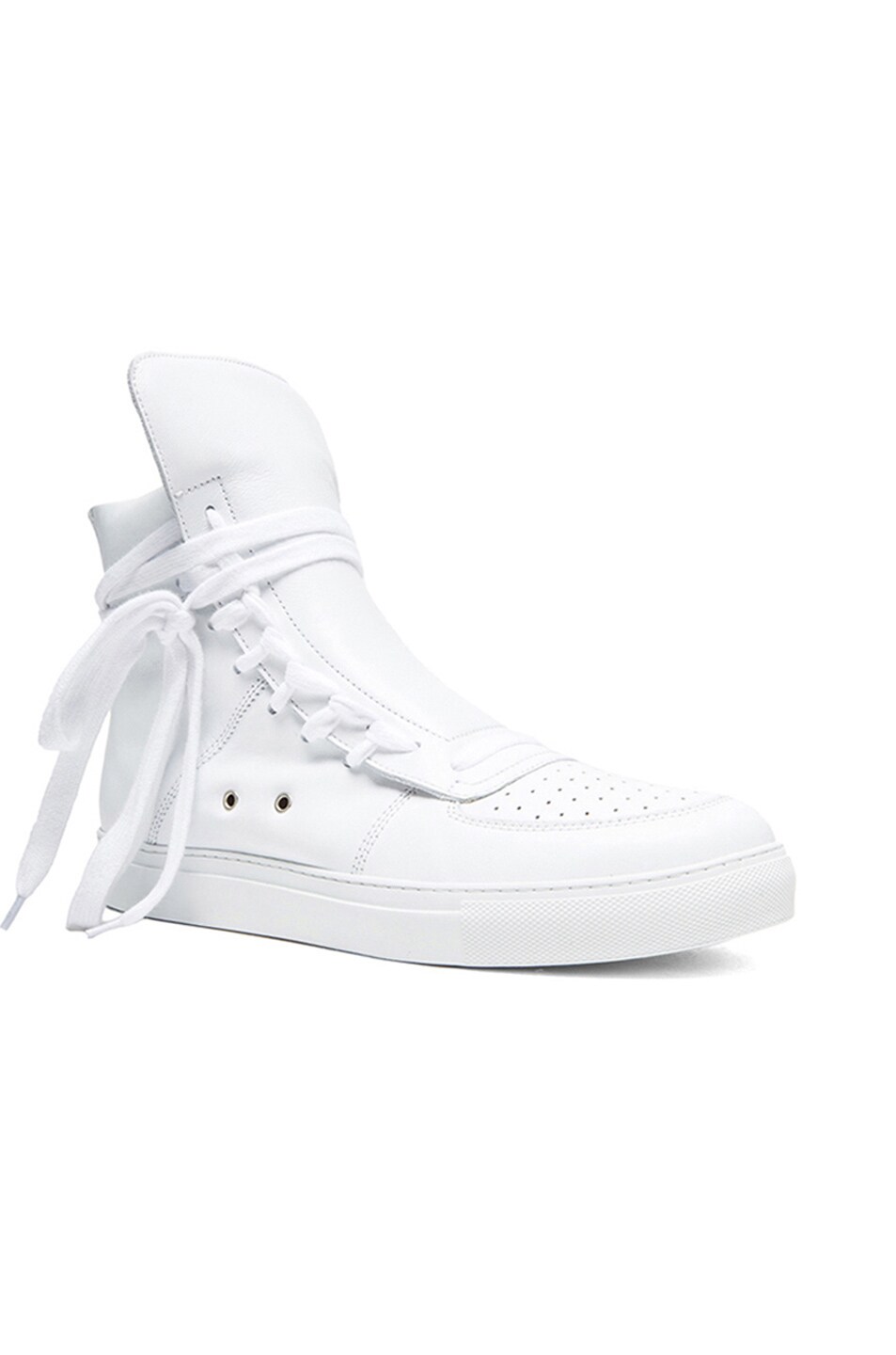 Image 1 of Kris Van Assche Laceless Leather High Top Sneakers in White