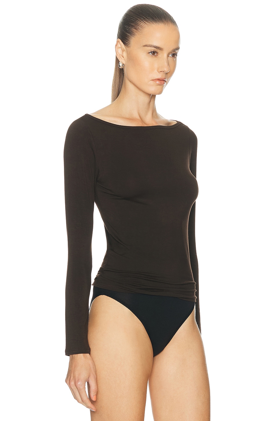 Kye Recline Bateau Long Sleeve Top In Brown