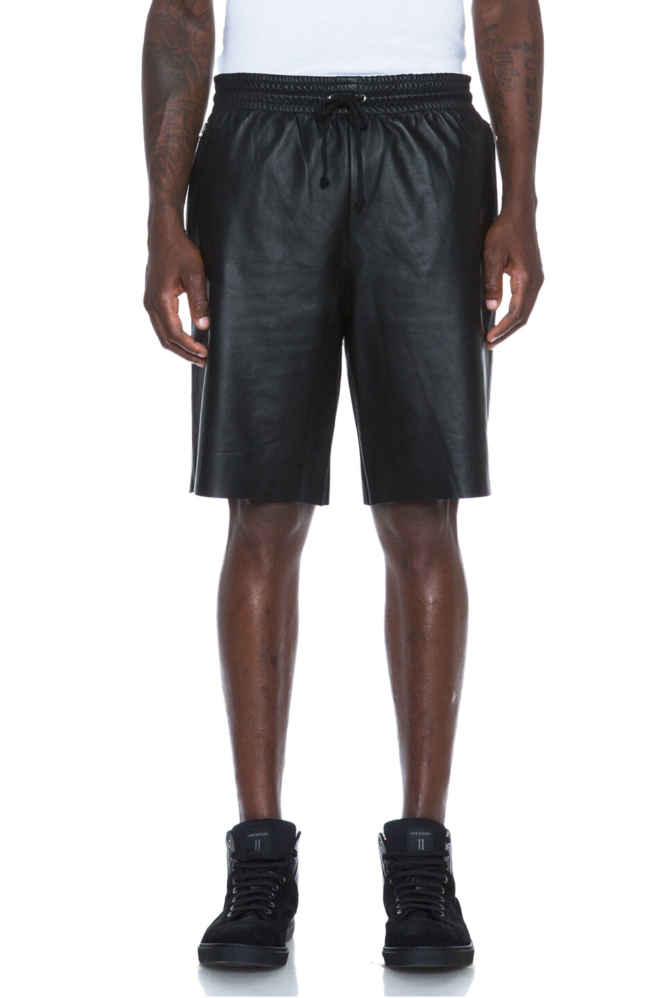 Image 1 of Laer Leather Ball Shorts in Black