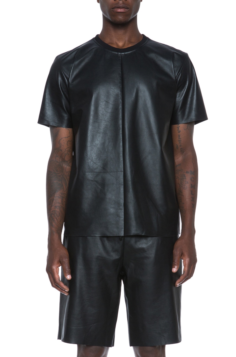Image 1 of Laer Leather Tee in Black