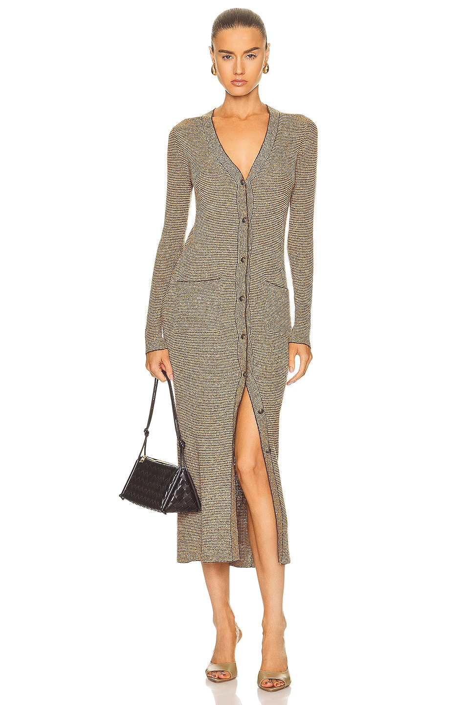 Image 1 of L'AGENCE Galena Cardigan Dress in Chocolate & Camel