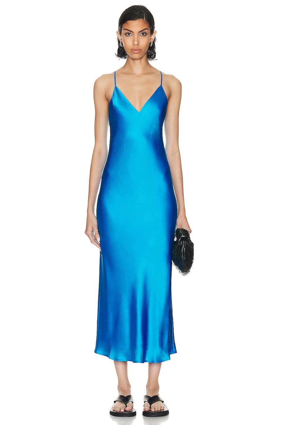 Image 1 of L'AGENCE Seridie Midi Slip Dress in Neon Blue