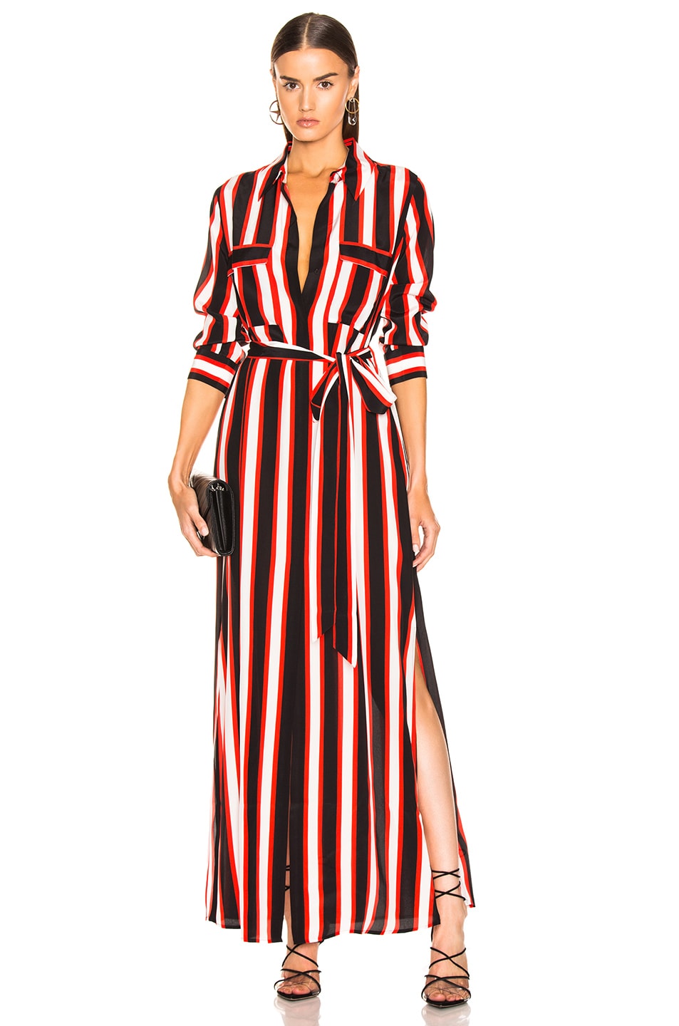 Image 1 of L'AGENCE Cameron Long Shirt Dress in Flame Red Multi