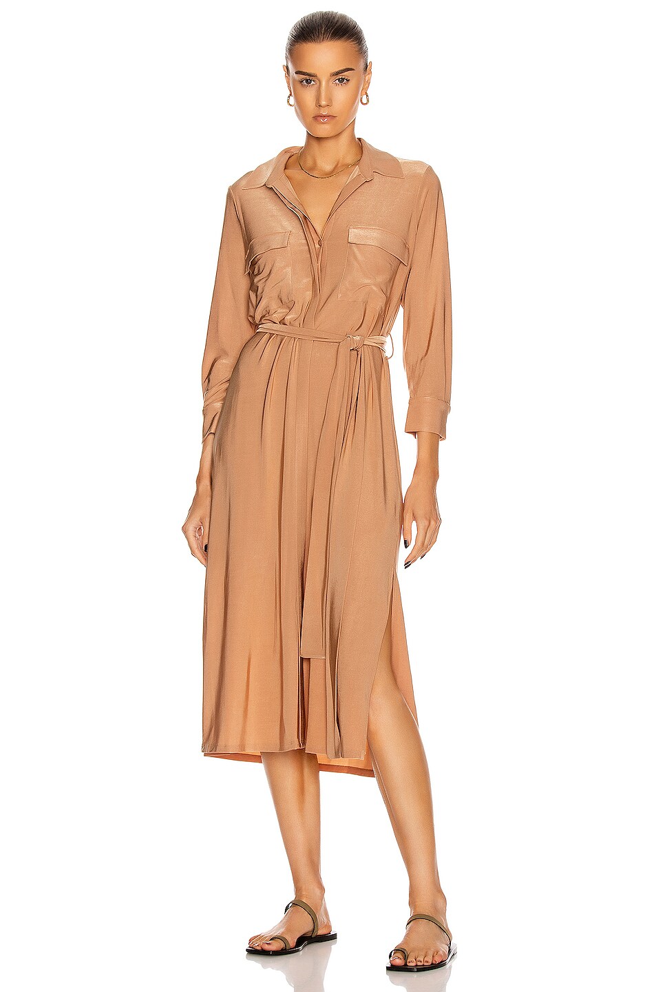 Image 1 of L'AGENCE Rivi Long Shirt Dress in Nude