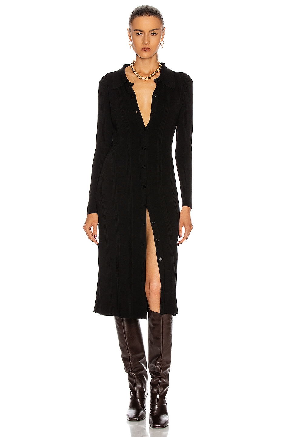 Image 1 of L'AGENCE Adley Long Sleeve Sweater Dress in Black