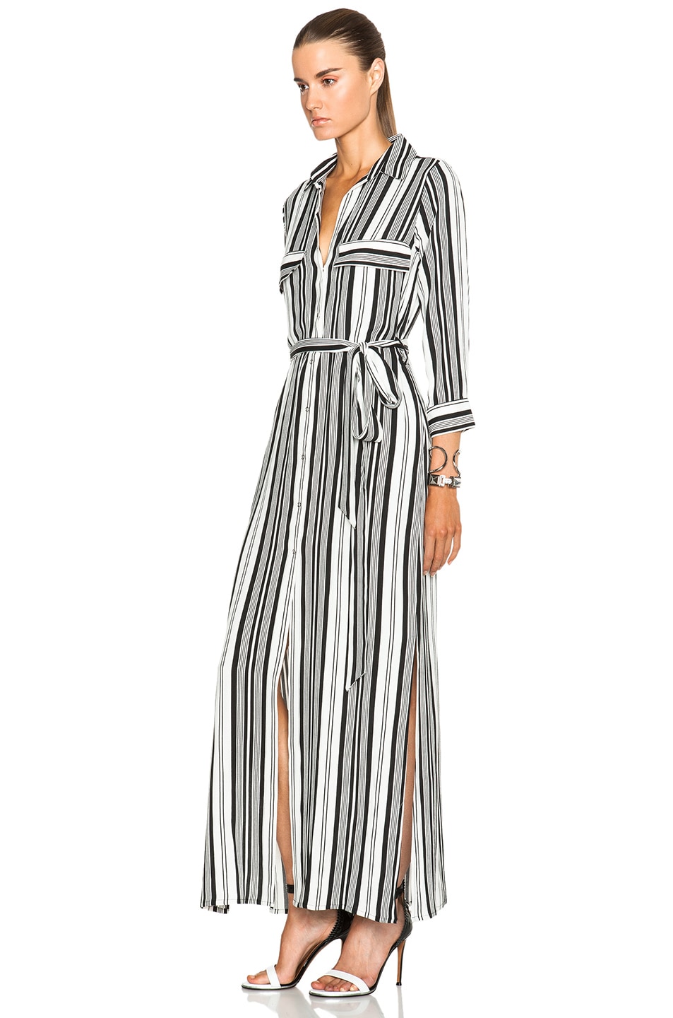 L'AGENCE Alani Dress in Antique White & Black Stripe | FWRD