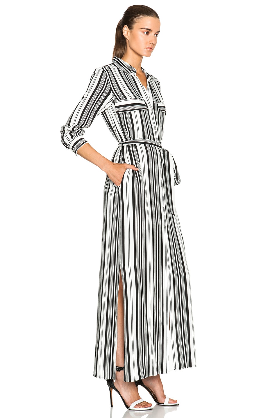 L'AGENCE Alani Dress in Antique White & Black Stripe | FWRD