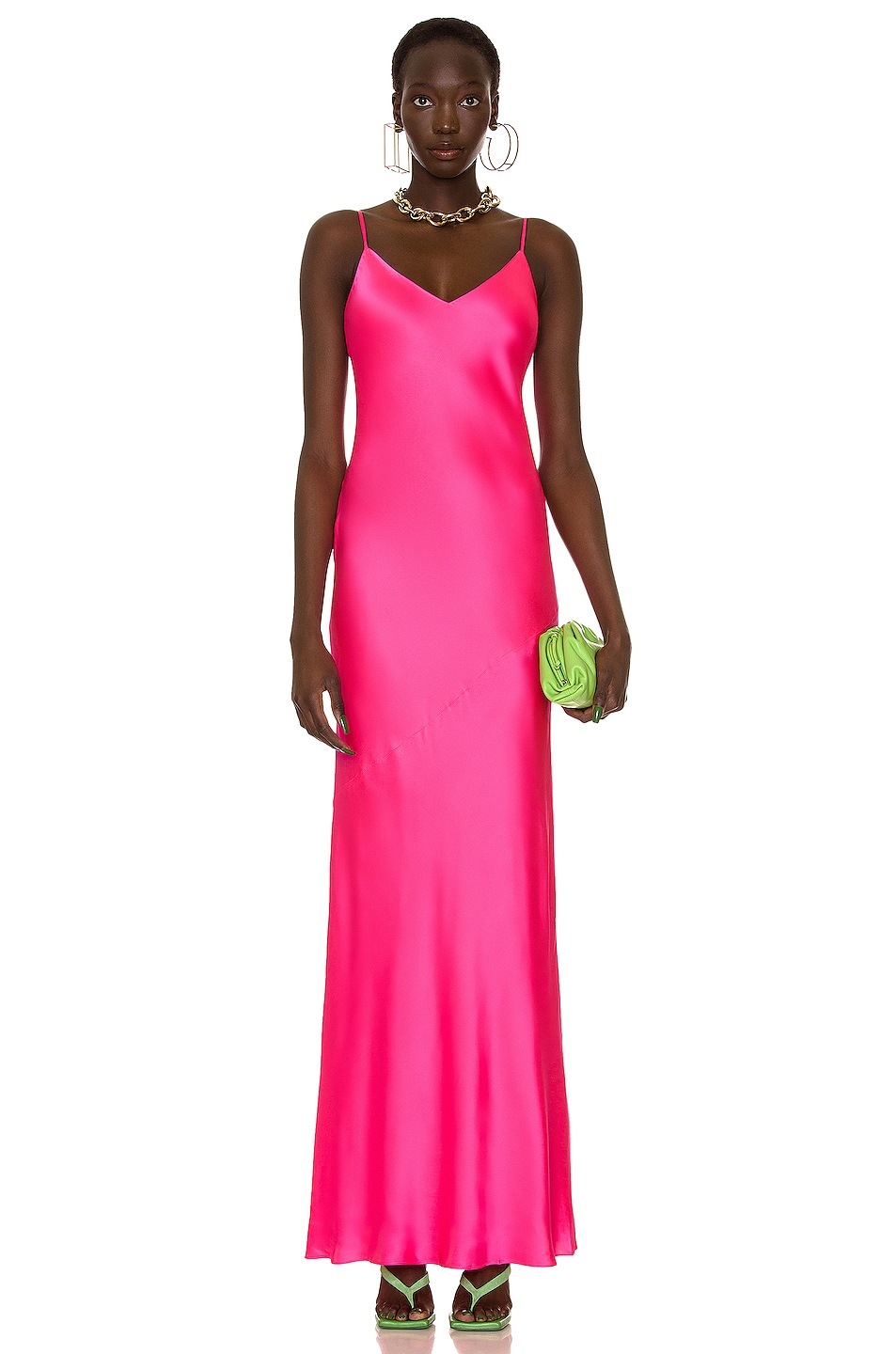 Image 1 of L'AGENCE Serita Maxi V Neck Dress in Rose