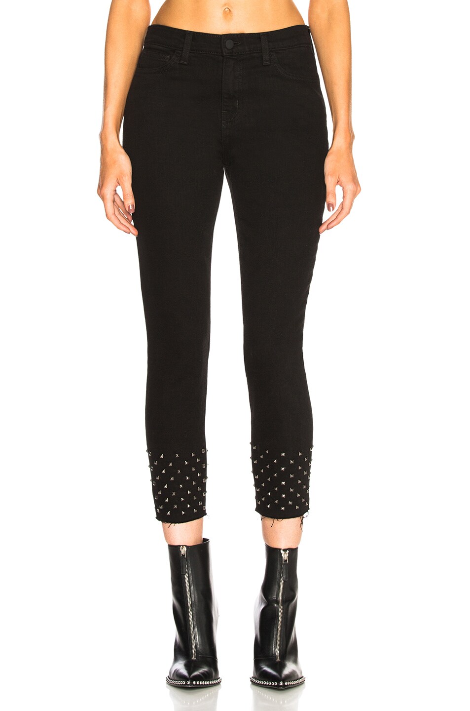 Image 1 of L'AGENCE Angelique Studded Crop in Saturated Black