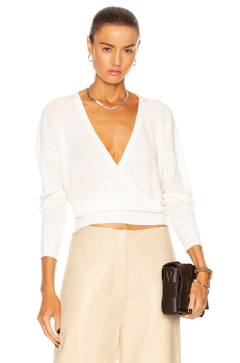 Image 1 of L'AGENCE Blair Crossover Pullover in Ivory