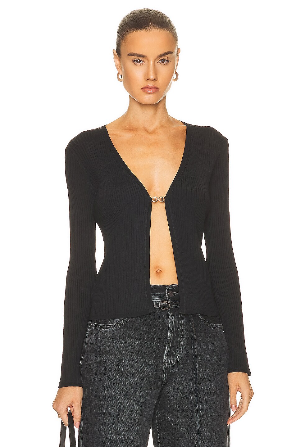 Image 1 of L'AGENCE Juno Chain Detail Sweater in Black