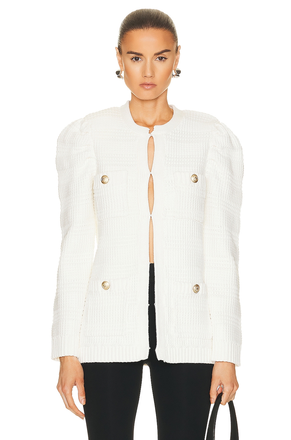 Image 1 of L'AGENCE Marina Textured Cardigan in White