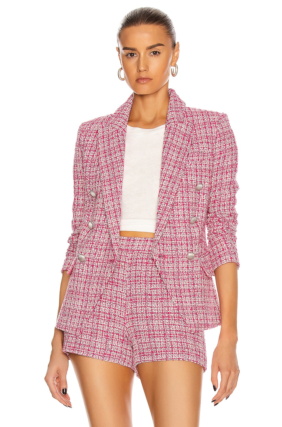Image 1 of L'AGENCE Kenzie Double Breasted Blazer in Fuchsia Multi