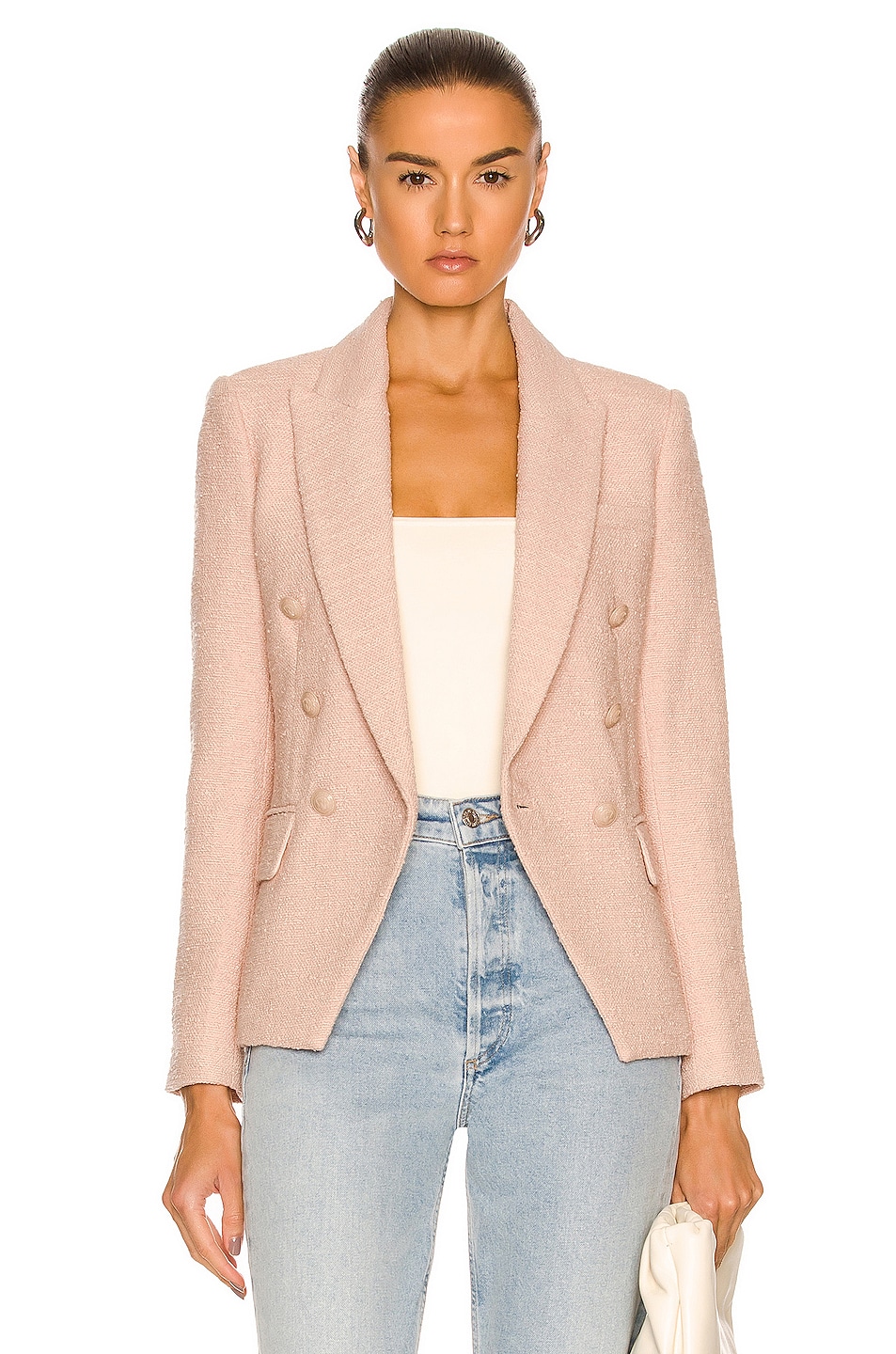 L'AGENCE Kenzie Double Breasted Blazer in Petal | FWRD