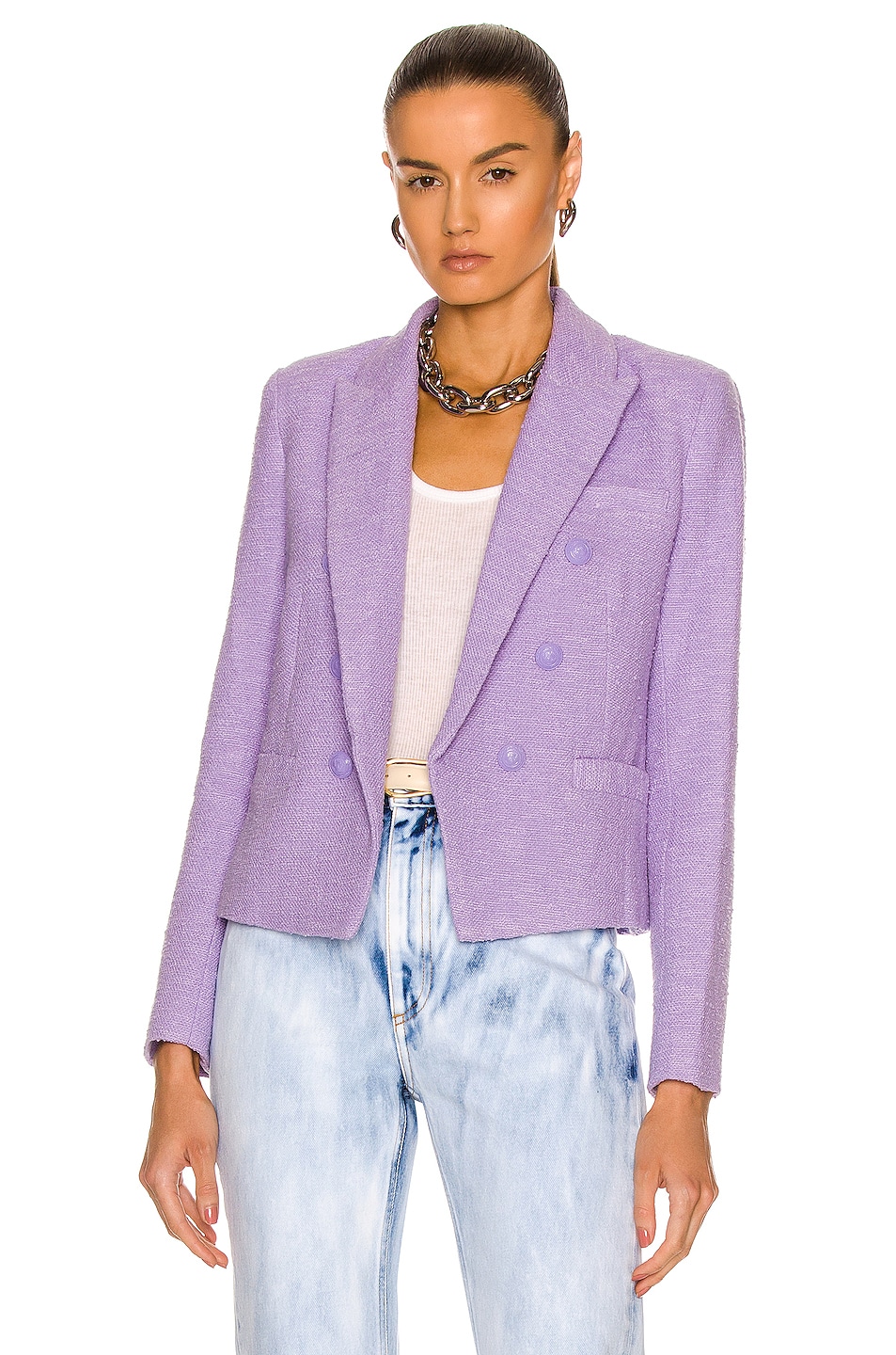 Lagence Brooke Double Breasted Crop Blazer In Lavender Fwrd 2544